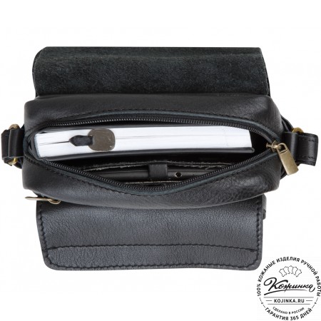 Кожаная сумка через плечо "Шерлок" (черная)